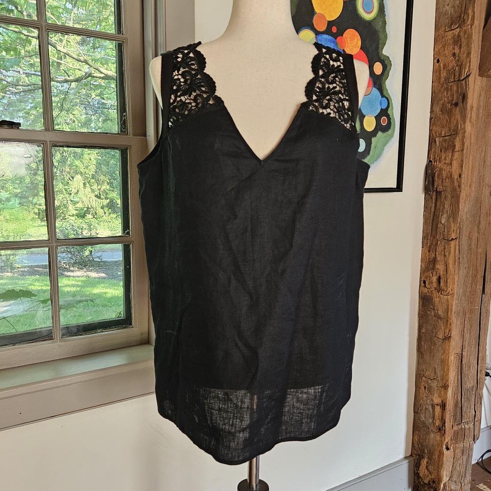 Escada Black Lace Trim Tank Top